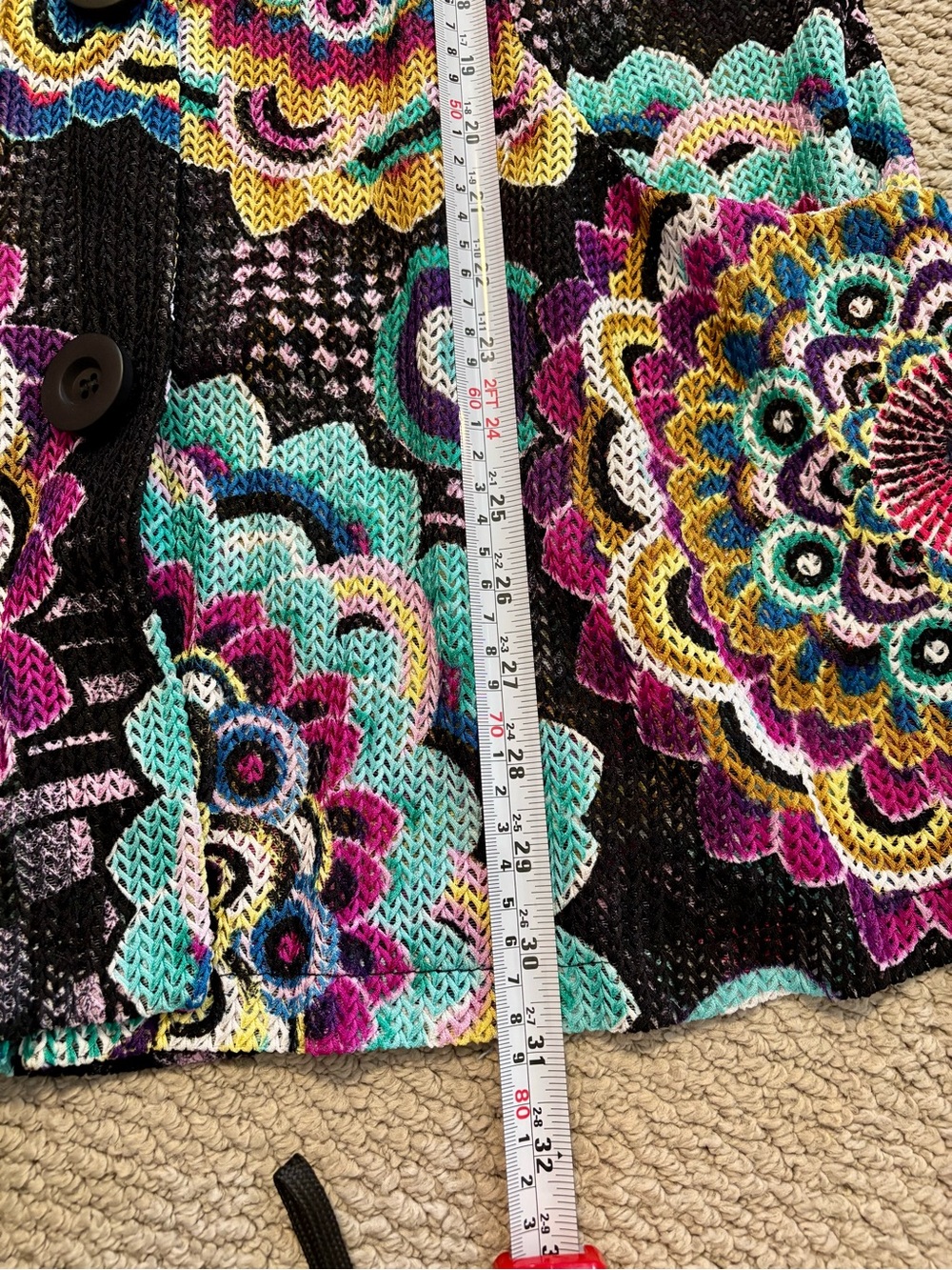 Joseph Ribkoff Black Multicolor Floral Mosaic Button-Front Top - Picture 5 of 5